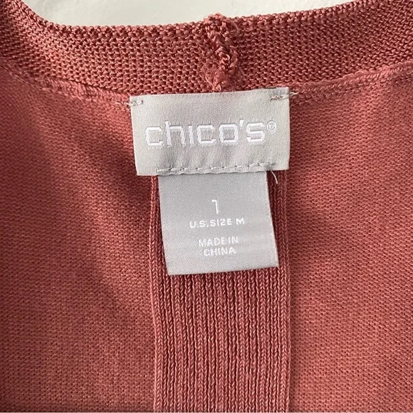 2/$10 Chico’s Open Front Brick Red Long sleeve Cardigan Size S - Picture 3 of 3